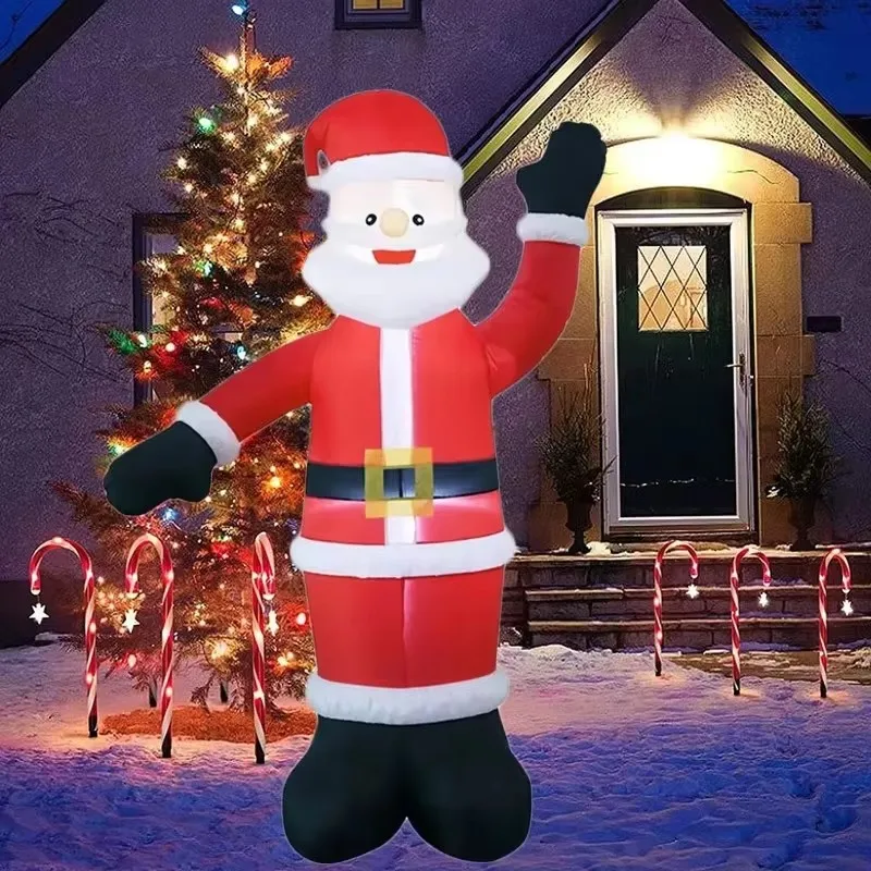 Weihnachts dekorationen aufblasbare Spielzeuge Welle Santa Claus eingebaute LEDs aufgeblasenes Modell Spielzeug im Freien Weihnachten Festival Party Hof Requisiten