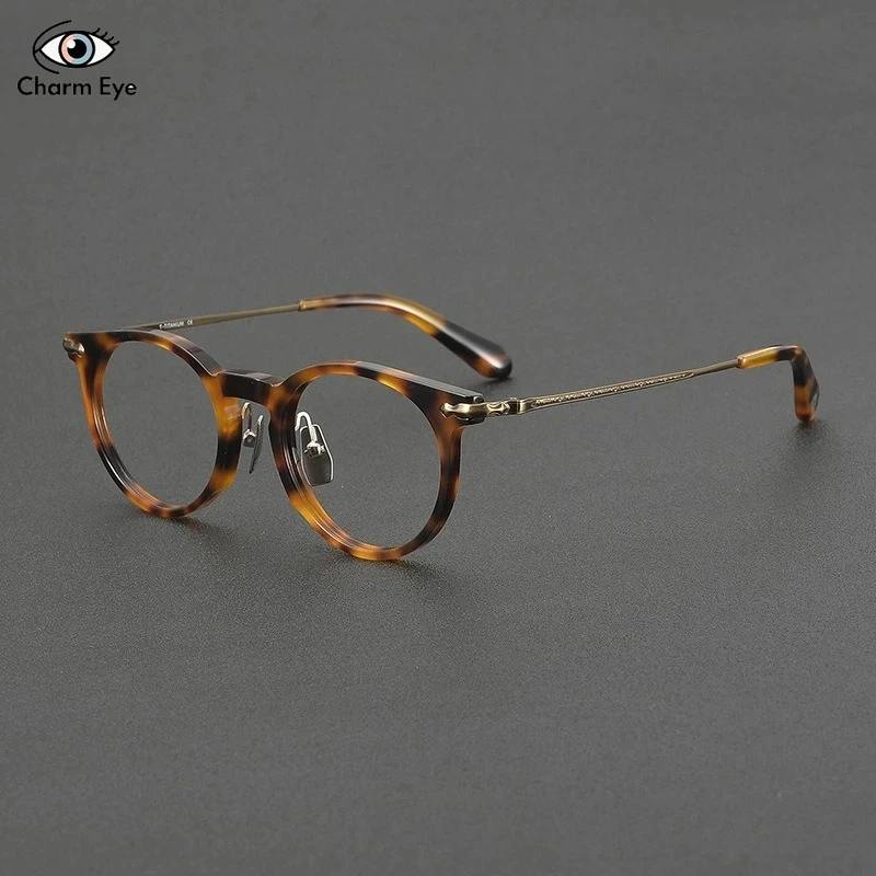 النساء خلات الأخضر إطار النظارات 2025 اليابان الرجعية الرجال التيتانيوم النقي النظارات البصرية قصر النظر مكافحة الضوء الأزرق اللون النظارات #4