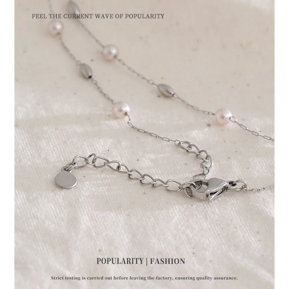 NiNice Stainless Steel Lmitation Pearl Necklace with Fashionable Design Carefully Selected Jewelry Waterproof Exquisite Gift
