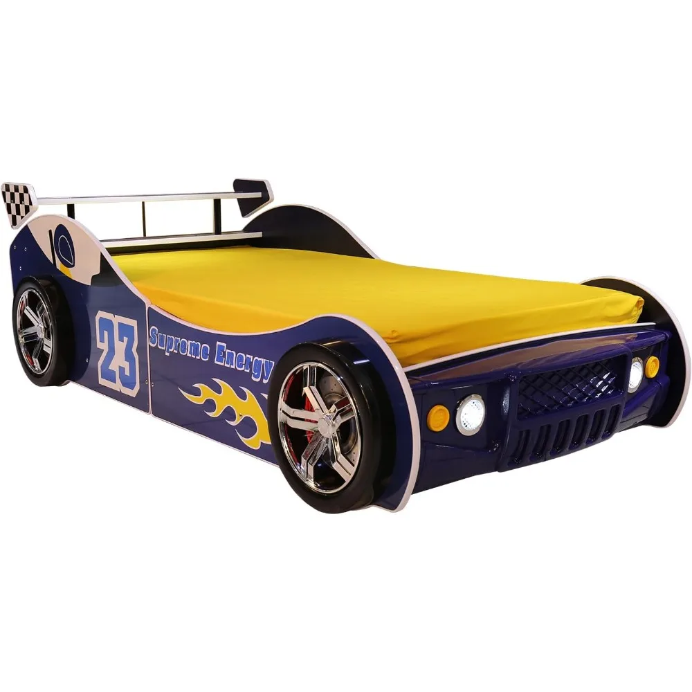 

Car Bed Twin Size for Kids,Race Car Shaped Wooden Platform Bed Frame with Headboard Wheels and Support Slats for Child's Bedroom