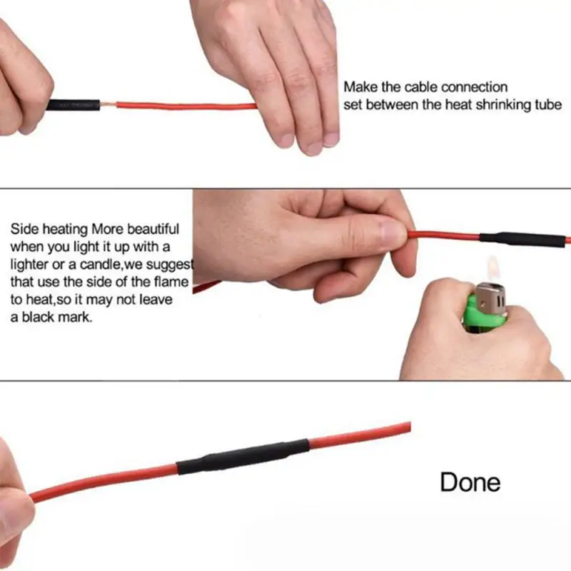 127PCS 2:1 Heat Shrink Tubing Assortment - Black & Red Polyolefin Tube for Car Cable, Wire Sleeving Wrap Kit view 3