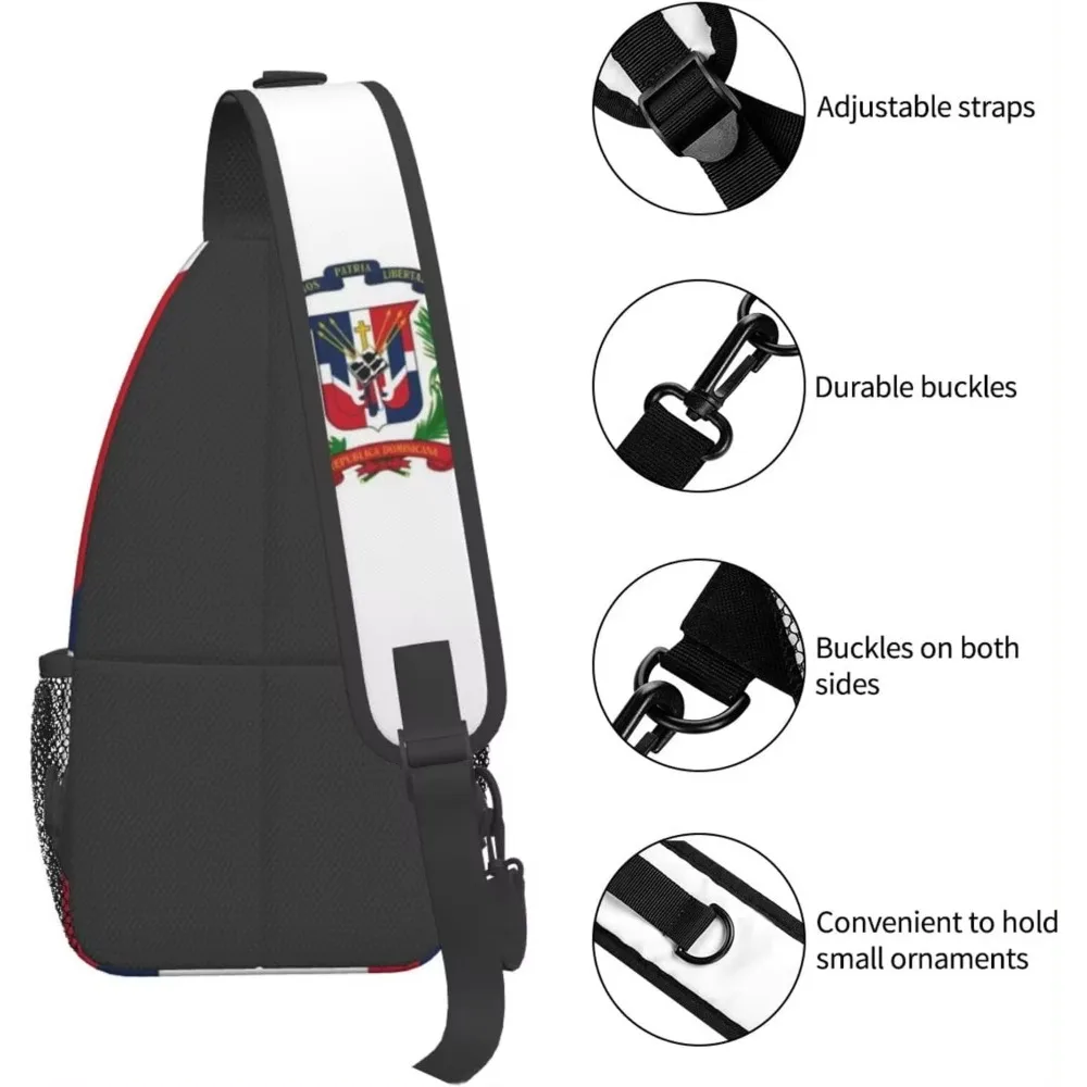 Dominican Republic Flag Hiking Daypacks Cross-body Sling Backpack for Men Women Outdoor Cycling Hiking Travel