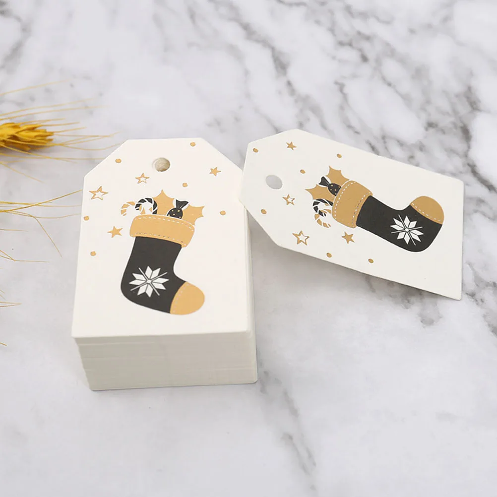 

100 Pcs Decorations Christmas Stocking Tag Exquisite Hanging Tags for Party Socks Vintage Diy White Festival