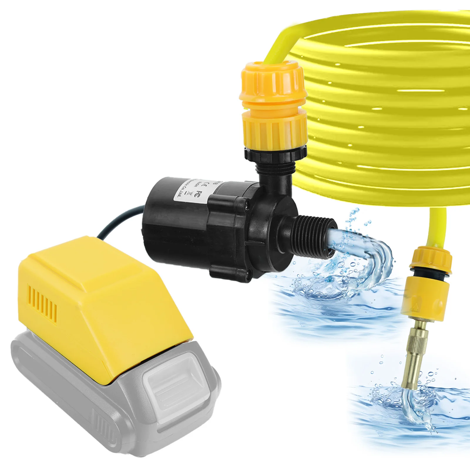 

Brushless Water Transfer Pump for Dewalt 20V Battery 1200L/H DC 12V Portable Electric Submersible Water Pump with 2M Water Hose