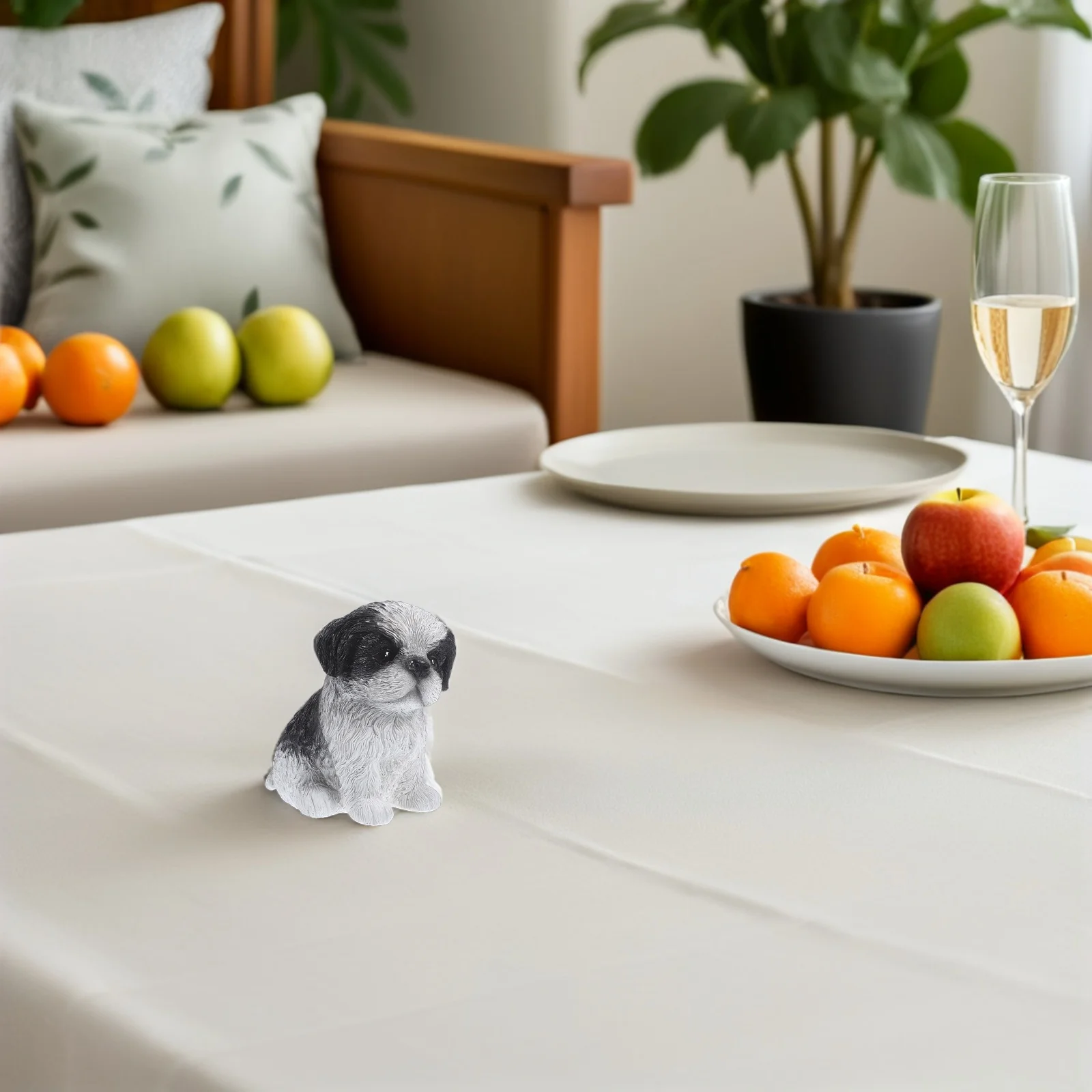 

2pcs Mini Resin Dog Figurines Realistic Small Puppy Sculptures For Desk Shelf Home Office Decor Simulation Animal Figures Gift