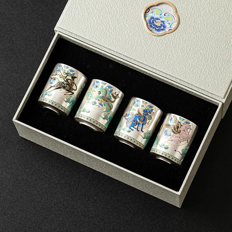 

Подарочный набор для чаепития в стиле кунг-фу: четыре высококачественных чайных чашки прямого типа, класса люкс, для дома