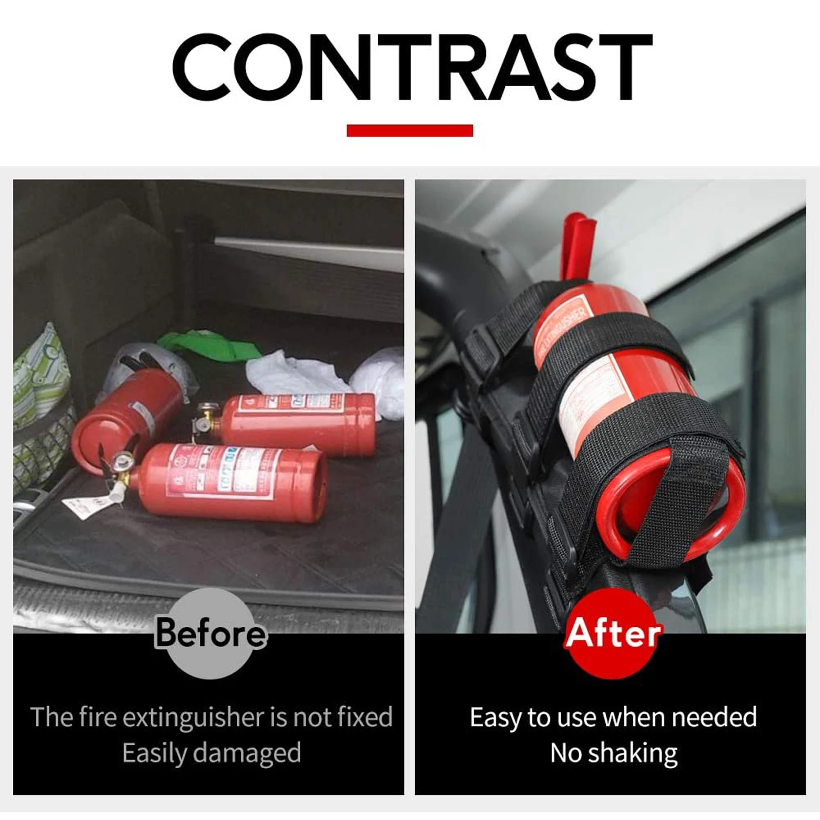 Car Roll Bar Fire Extinguisher Holder Adjustable Mount Strap Hook & Loop For Jeep Wrangler YJ TJ JK JL 1987-2021 Car Accessories