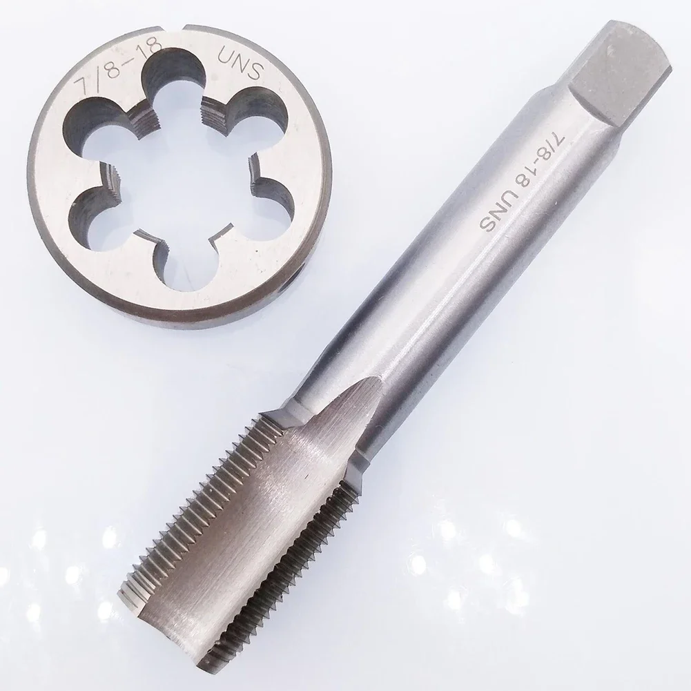 HSS 7/8-18 UNS Tap & 7/8-18 UNS Die Right Hand 112mm Tap Length 45mm Diameter 14mm Height High Quality Handle Tool Parts