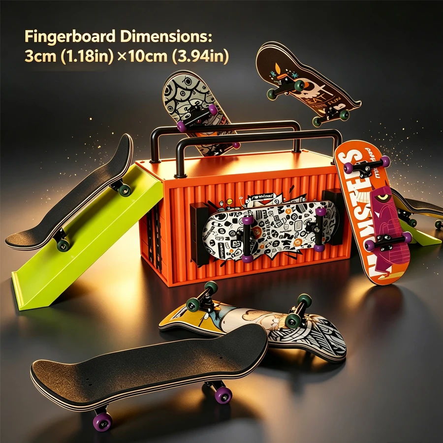 Mini Finger Skateboard Toy with Wheels, Creative Pattern Collectible Gift for Kids & Adults Pretend Play