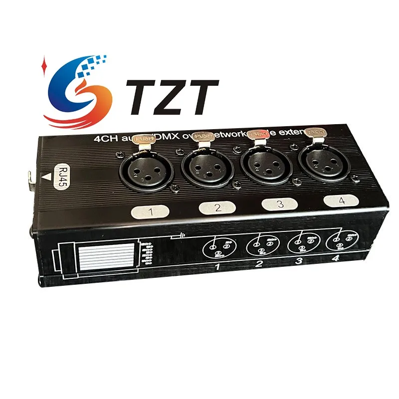 Пара TZT 4XLR-F + 4XLR-M удлинитель аудио/DMX через сетевой кабель 4-канальный удлинитель Ethernet-кабеля XLR, совместимый с DMX/AES/