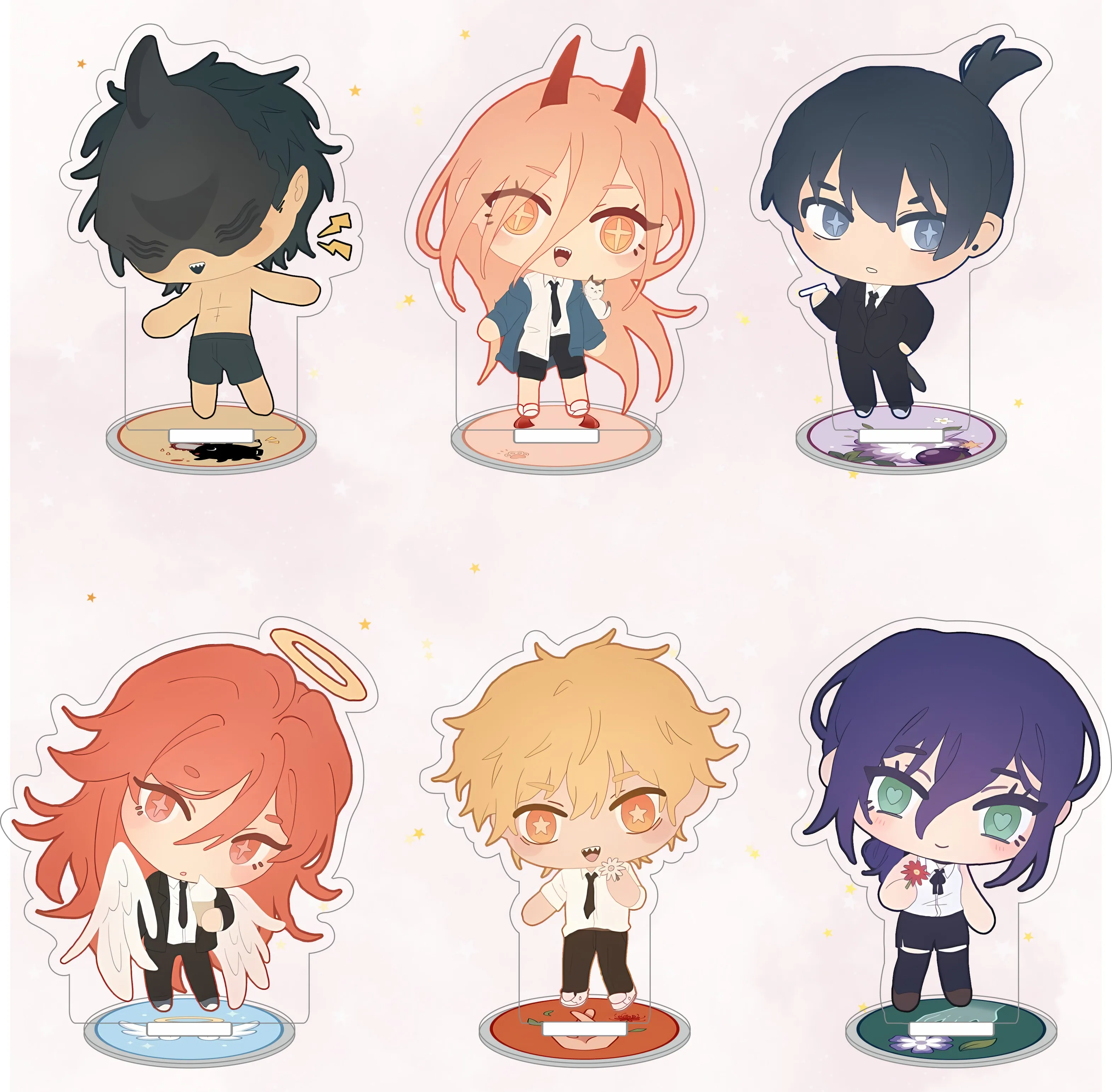Chainsaw Man Chibi Acrylic Stand Figure Cute Denji Power Reze Angel Anime Desktop Display Standee Fans Collection Keychain Gift
