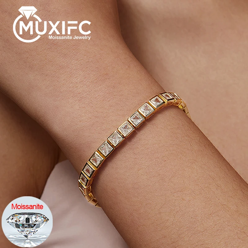 

MUXIFC Princess Cut Moissanite Tennis Bracelets Women Men D VVS1 Lab Diamond GRA Certificate S925 Silver Bracelet Fine Jewelry