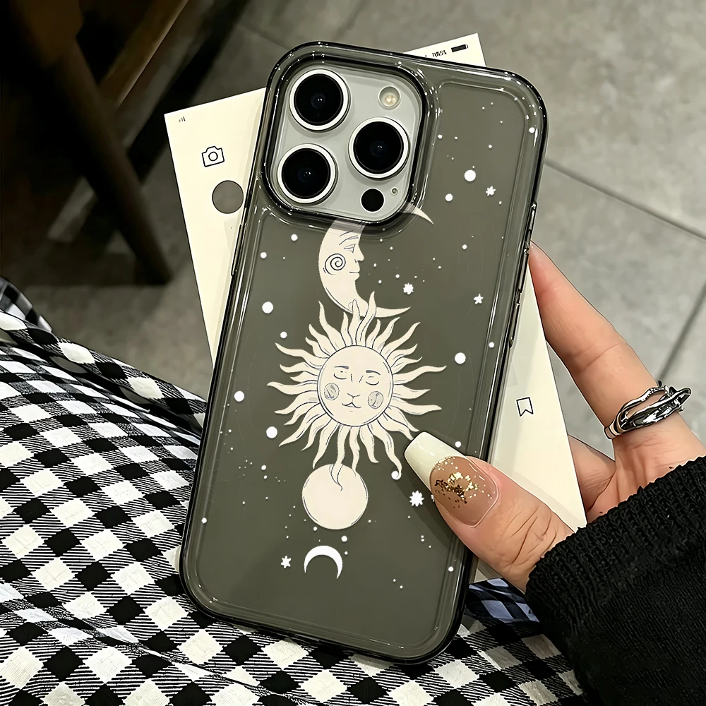 Sun Moon Star Soft Silicone Case For Iphone 11 12 13 14 15 Plus 16 17 Pro Max Shockproof Anti-Fall Protective Cover