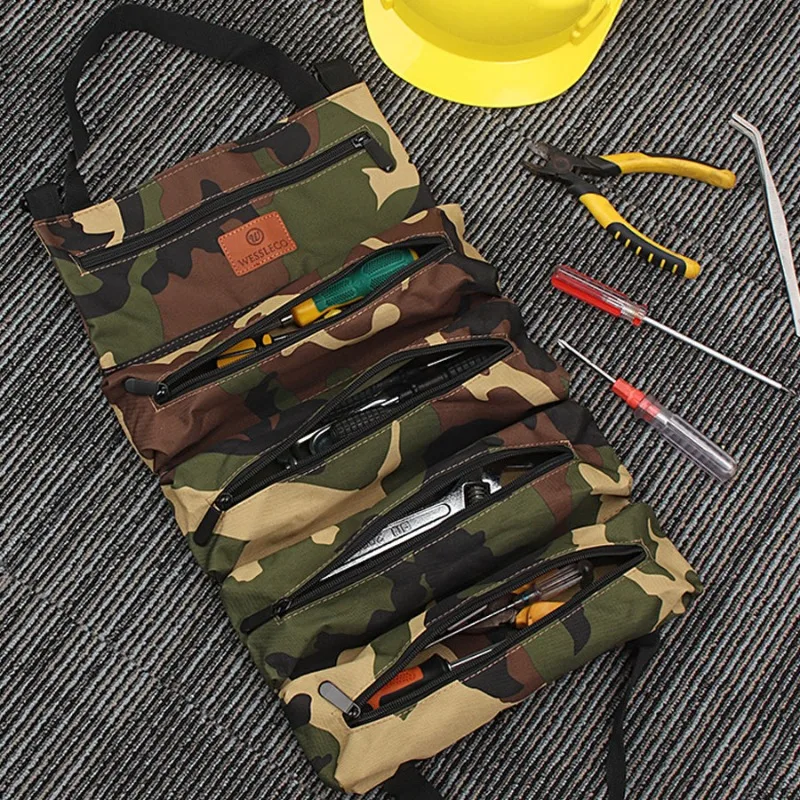 Multi-functional Canvas Tool Bag Strong and Durable Repair Car Tool Bag Roll Bag Portable Hardware Tool Storage Bag