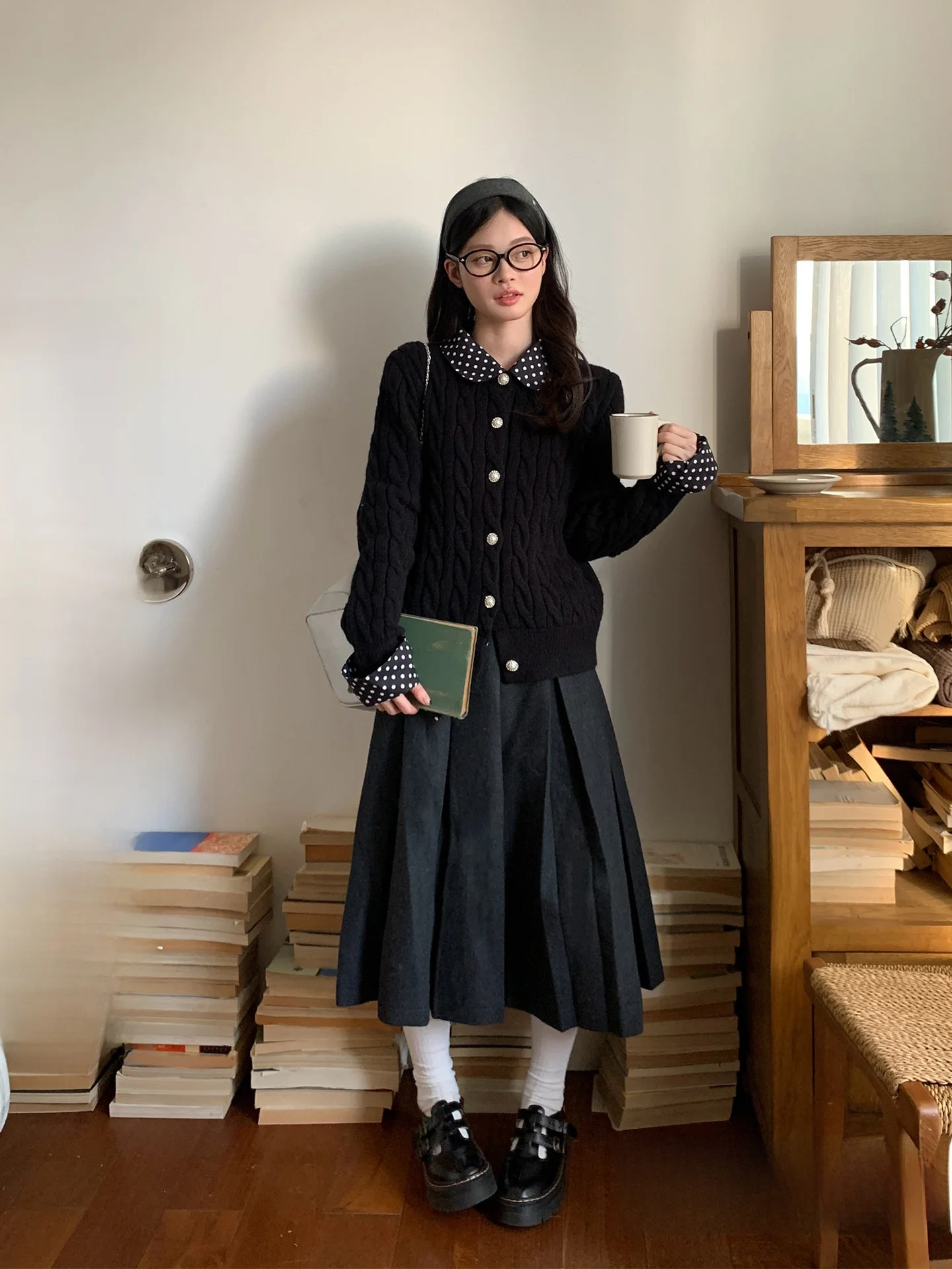 

Женская плиссированная юбка миди А-силуэта, зимняя, свободная, стройнящая, с высокой талией, в корейском стиле, для повседневной носки и офиса