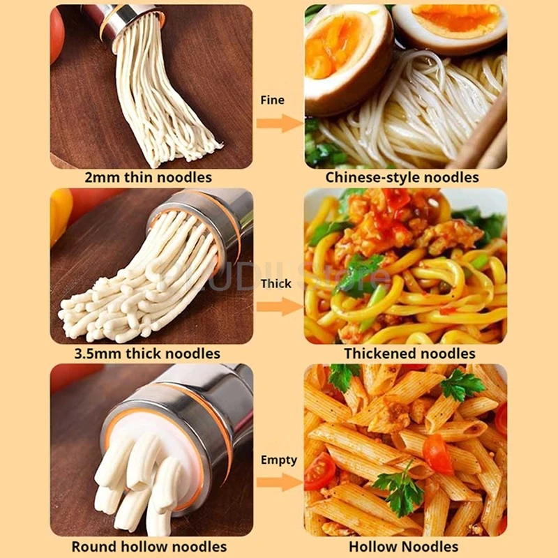 Handmatige noedelmachine van roestvrij staal met 6 pastavormen Multifunctionele pastamachine voor het kookgereedschap in de keuken