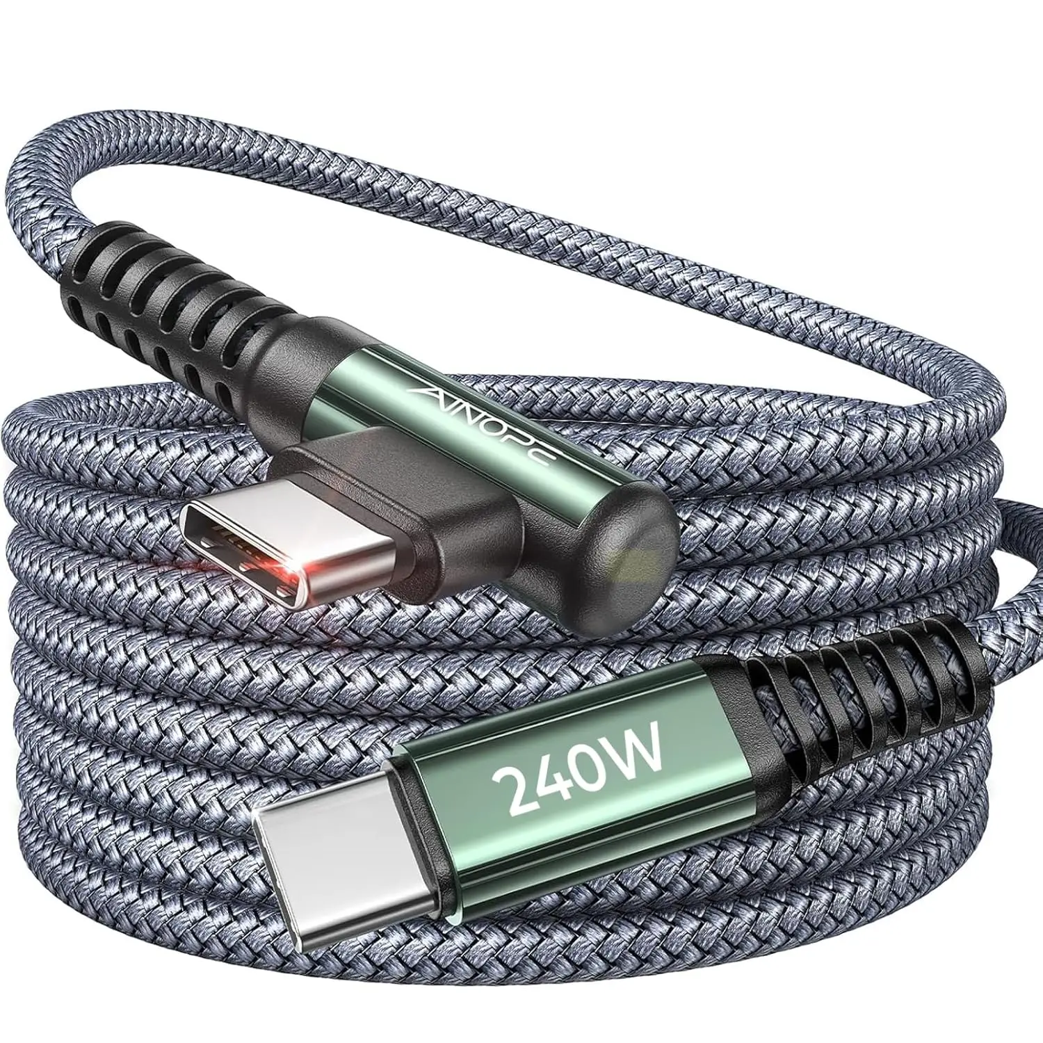 240W USB-C Right Angle Fast Charging Cable 10FT for iPhone MacBook Samsung Pixel iPad