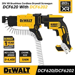 DEWALT DCF620 Drywall Screw Gun 20V Handheld Automatic Feeding Nailing Machine Brushless 360 Degree Rotation Nail Gun