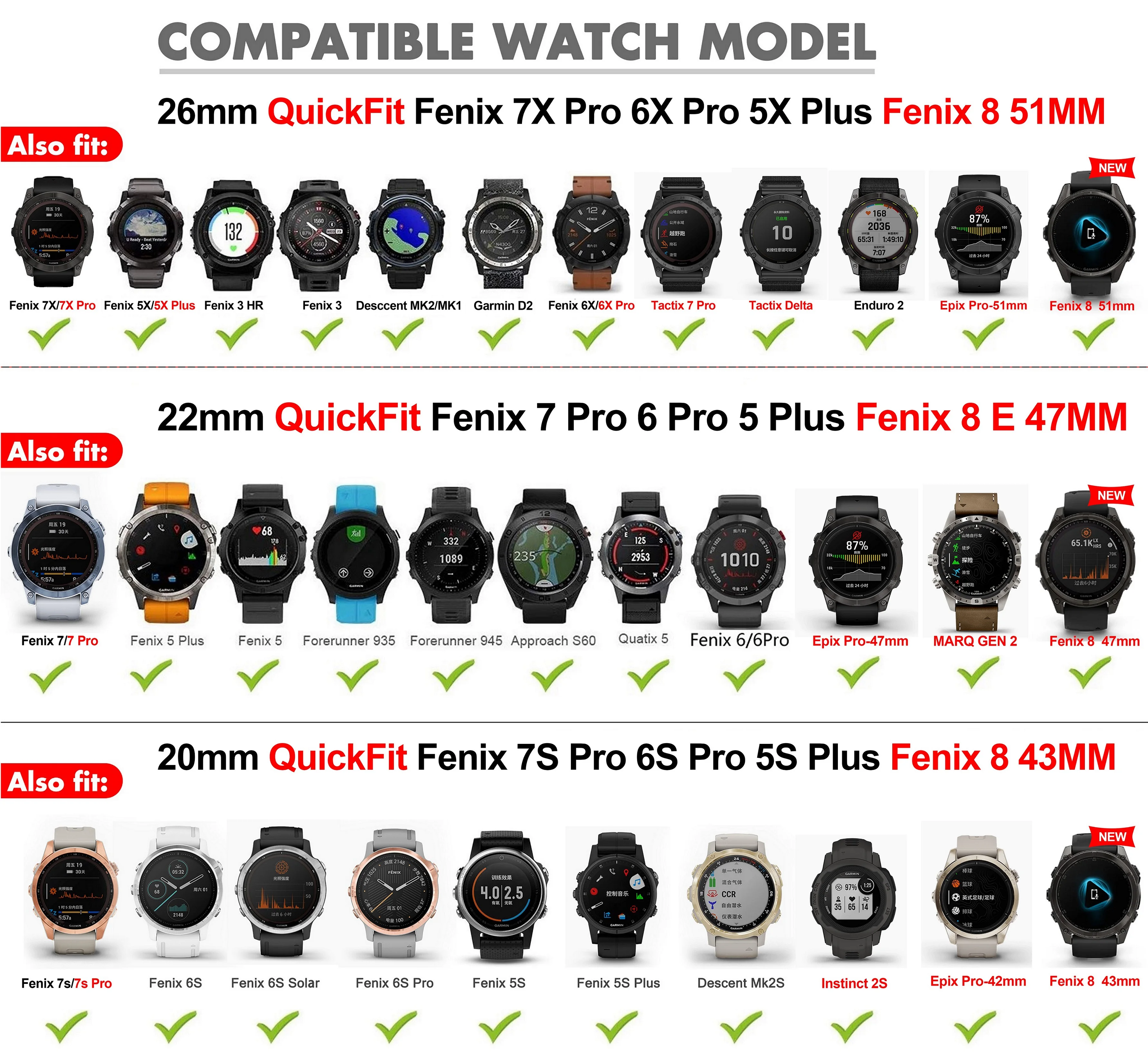 QuickFit 26 مللي متر 20 مللي متر 22 مللي متر حزام الساعات ل Garmin Fenix 7X 7 7S 6 6S 6X 5X 5 5S 3HR سيليكون الفرقة الإفراج السريع سهلة تناسب شريط للرسغ