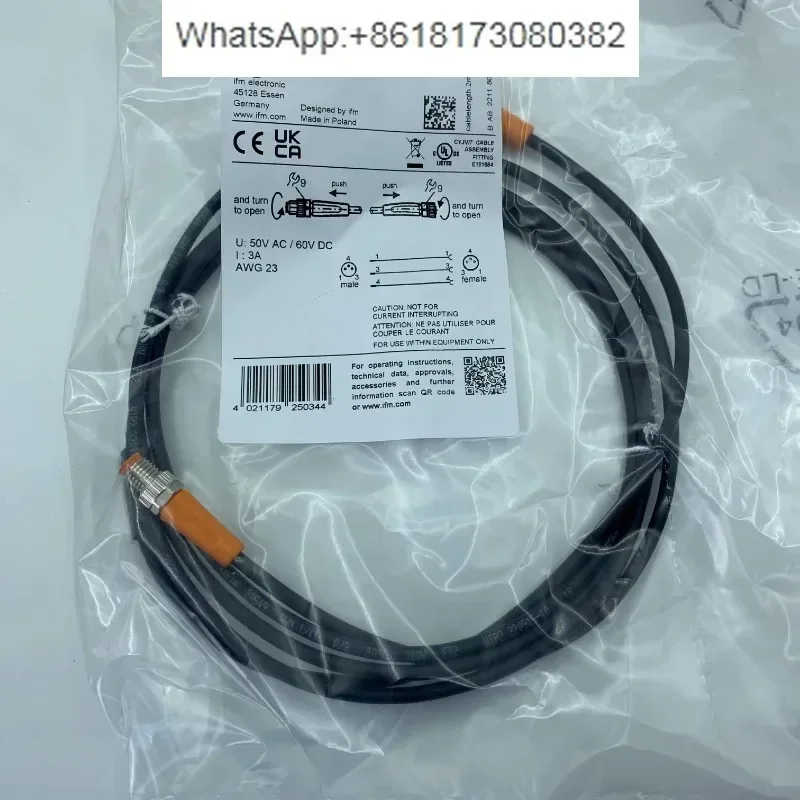 

Оригинальный соединительный кабель Yifu Men EVC268 с авиационной вилкой M8, 3-контактный разъем M8, гнездо, 3 отверстия