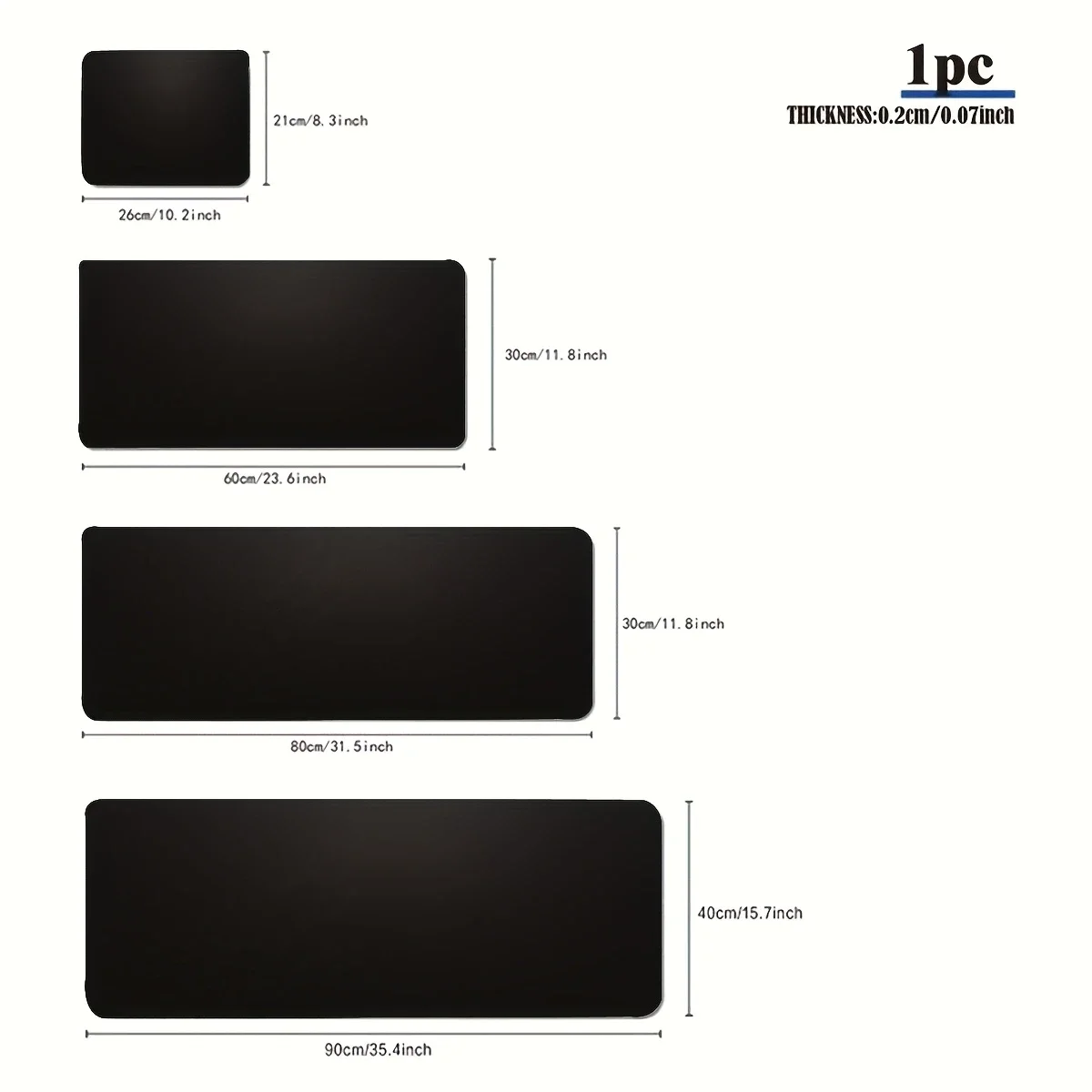 XXL لوحة ماوس سوداء للألعاب، سجاد مكتبي كبير، سجادة ألعاب للكمبيوتر المحمول، حصيرة لوحة المفاتيح، وسادات ماوس مطاطية للكمبيوتر #3