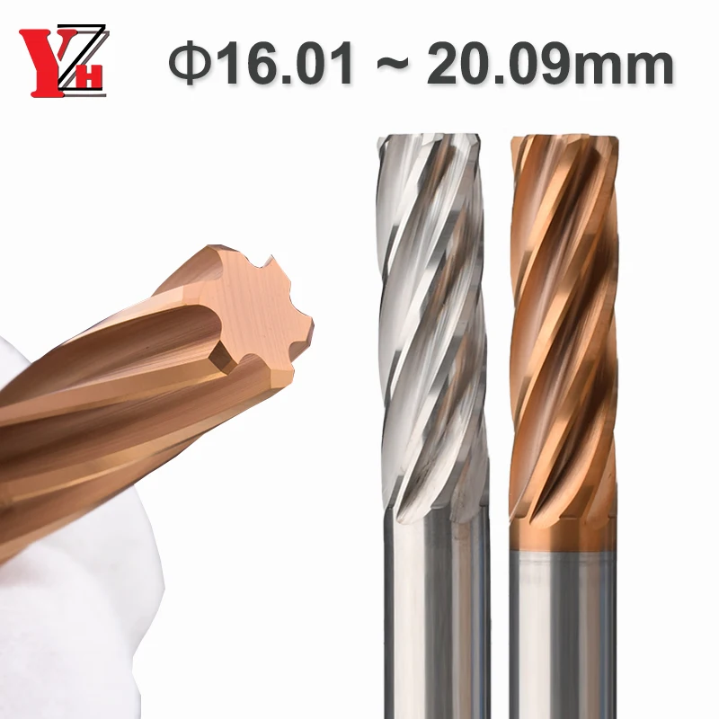 YZH 16.01mm~20.09mm Carbide Machine Reamer HRC50 HRC60 Spiral Groove Tolerance+0+0.005 Inner Hole Harened Steel Metal Cutter CNC