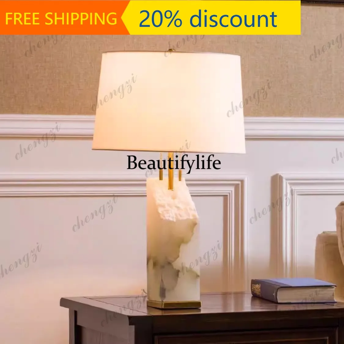 CC Nordic light luxury marble table lamp designer living room bedroom bedside decorative table lamp