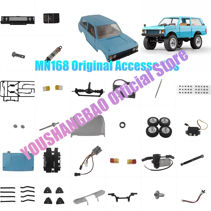 MN MN168 Original RC Auto Parts, Car Body, Front and Rear Axles, ESC Receiver, Engine Waveform Box, Connecting Rod, Drive Shaft