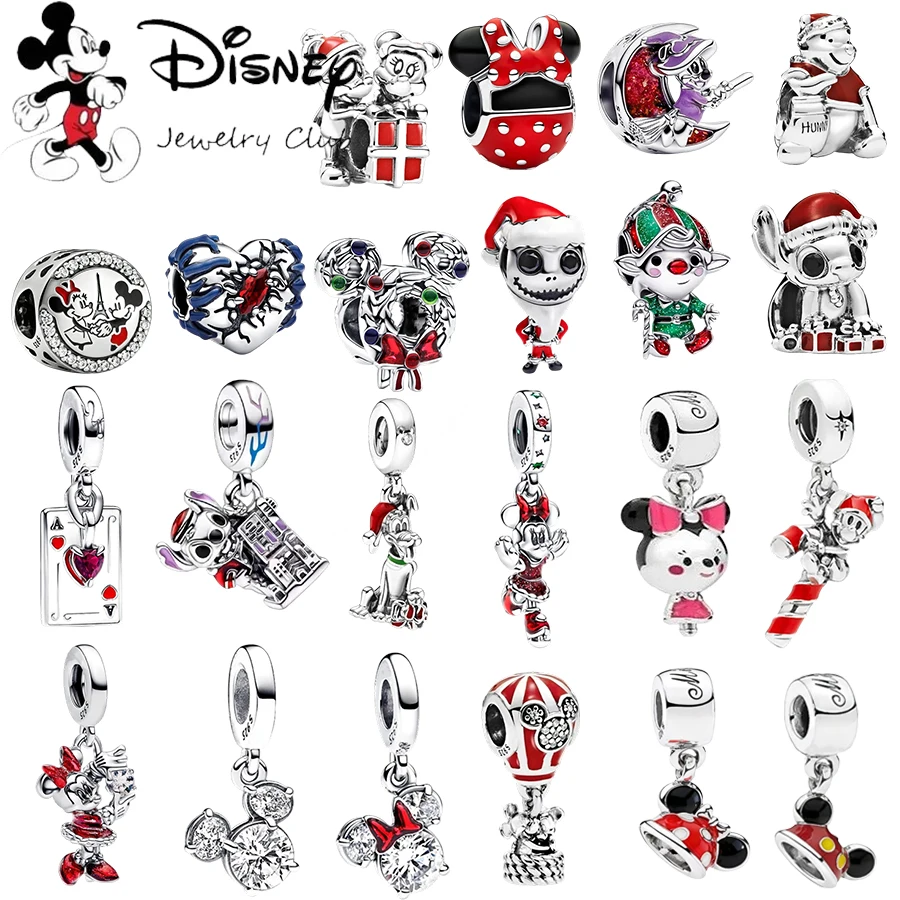 MINISO جديد DIY صنع هدية الكريسماس ديزني ميكي ماوس 、 الدب الكبير وستيتش استرخى خرزة ساحرة تناسب سوار الفضة 925 الأصلي