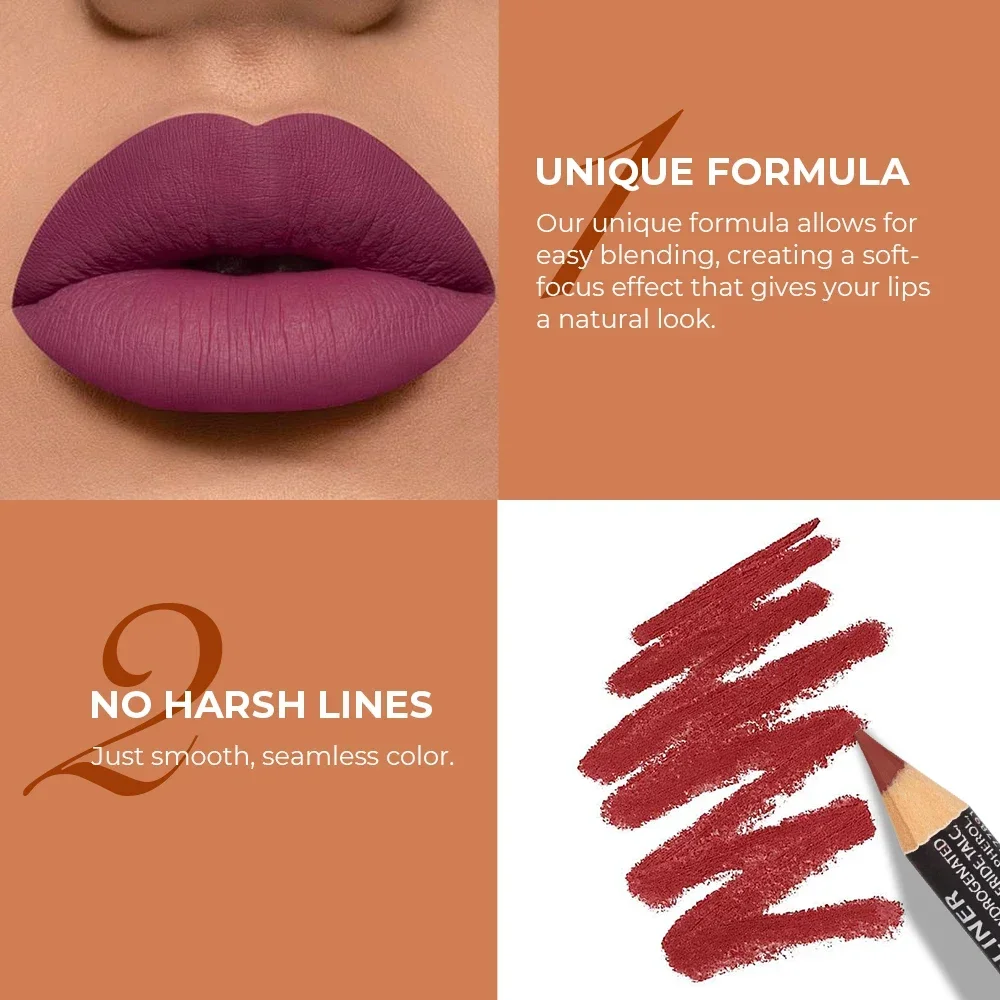 6 ชิ้น/เซ็ต Lip Liner ชุด 6 สีกันน้ํา Matte Long Lasting NUDE สีลิปสติกดินสอชุดสีน้ําตาล Lip Liner ดินสอเขียนขอบปาก