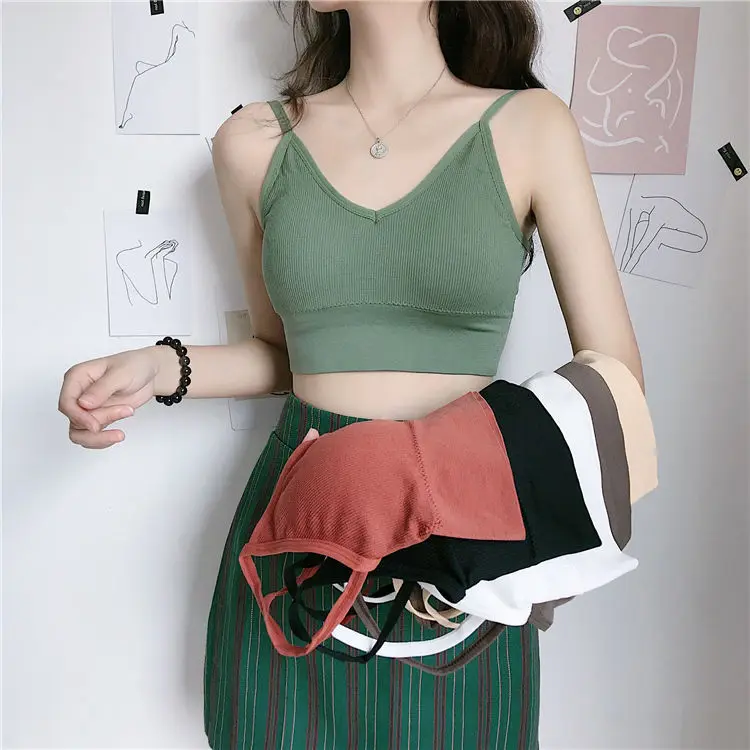 Sexy bezešvé podprsenky pro ženy s vycpaným spodním prádlem, bezešvé, s odhaleným zadkem, top s tílkem, bavlněná bezdrátová fitness podprsenka - náhled 2