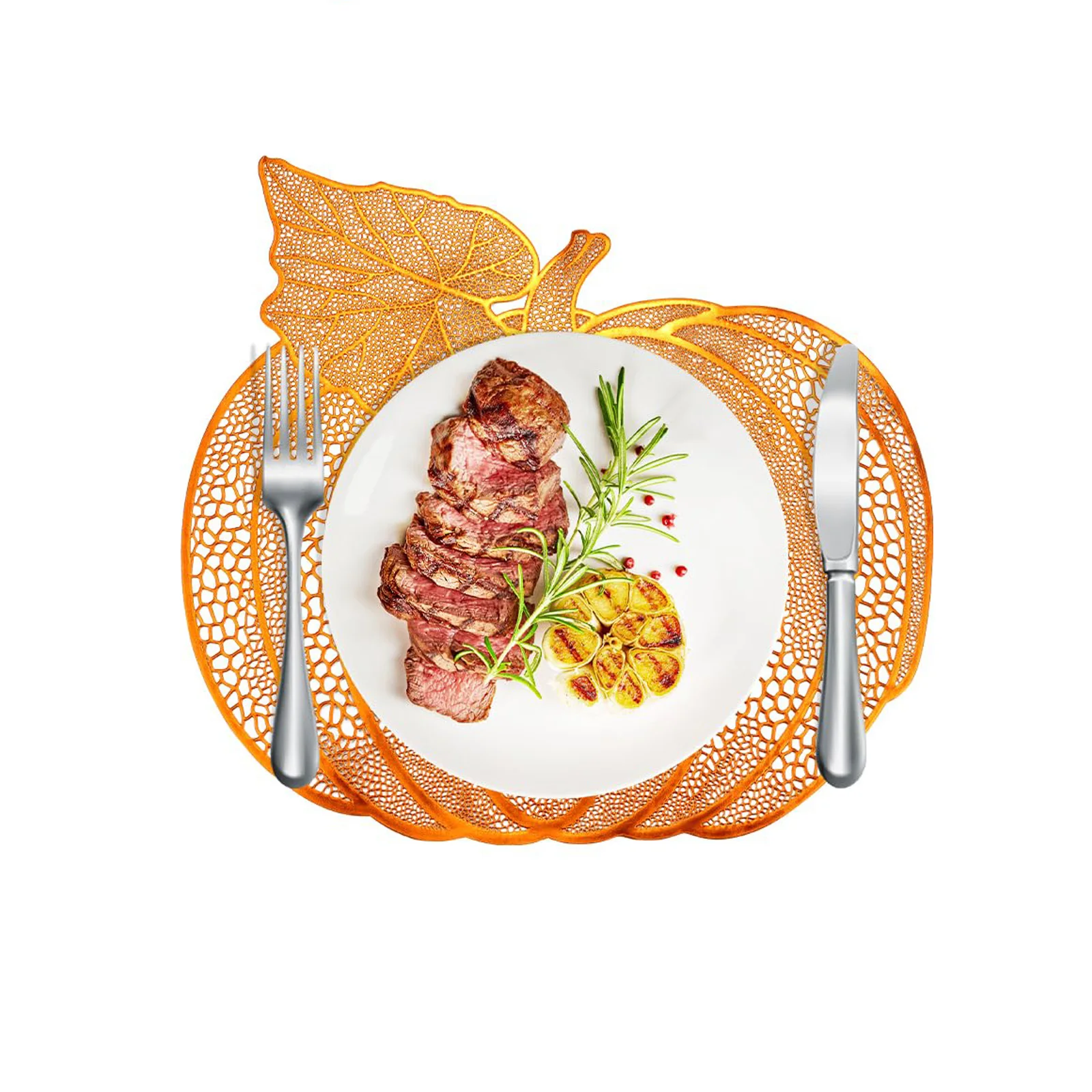 

Fall Thanksgiving Pumpkin Placemats Autumn Harvest Table Mats Washable Vinyl Heat Resistant Non-Slip Placemat for Halloween