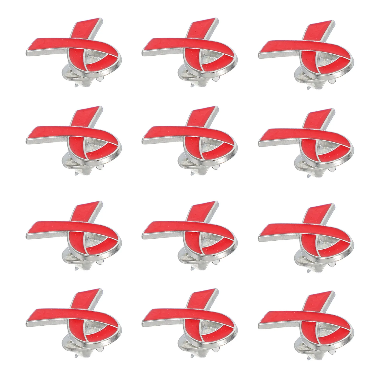 25Pcs Red Decorative Brooch Pins Health Awareness Ribbon Lapel Pin for Awareness Campaigns Staff Charity Activities
