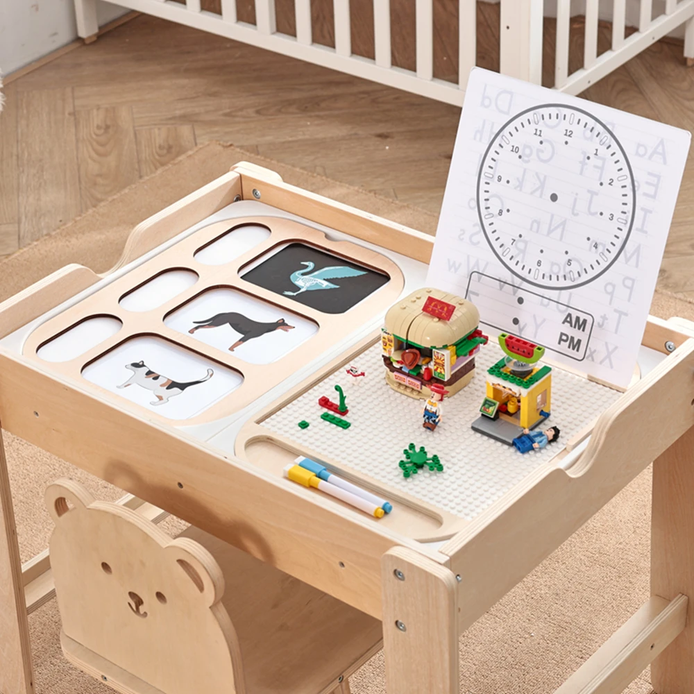 Montessori Busy Board Cognitive card early Educational Toy Wooden LED Light Switch Control Table for Toddler Game Classic Gift