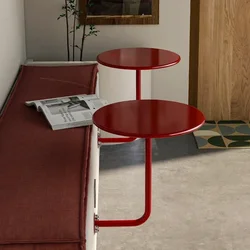 Industrial Style Against Wall Coffee Table Milk Tea Shop Wall Hanging Metal Table Space Saving Dessert Desk Red Breakfast Tables
