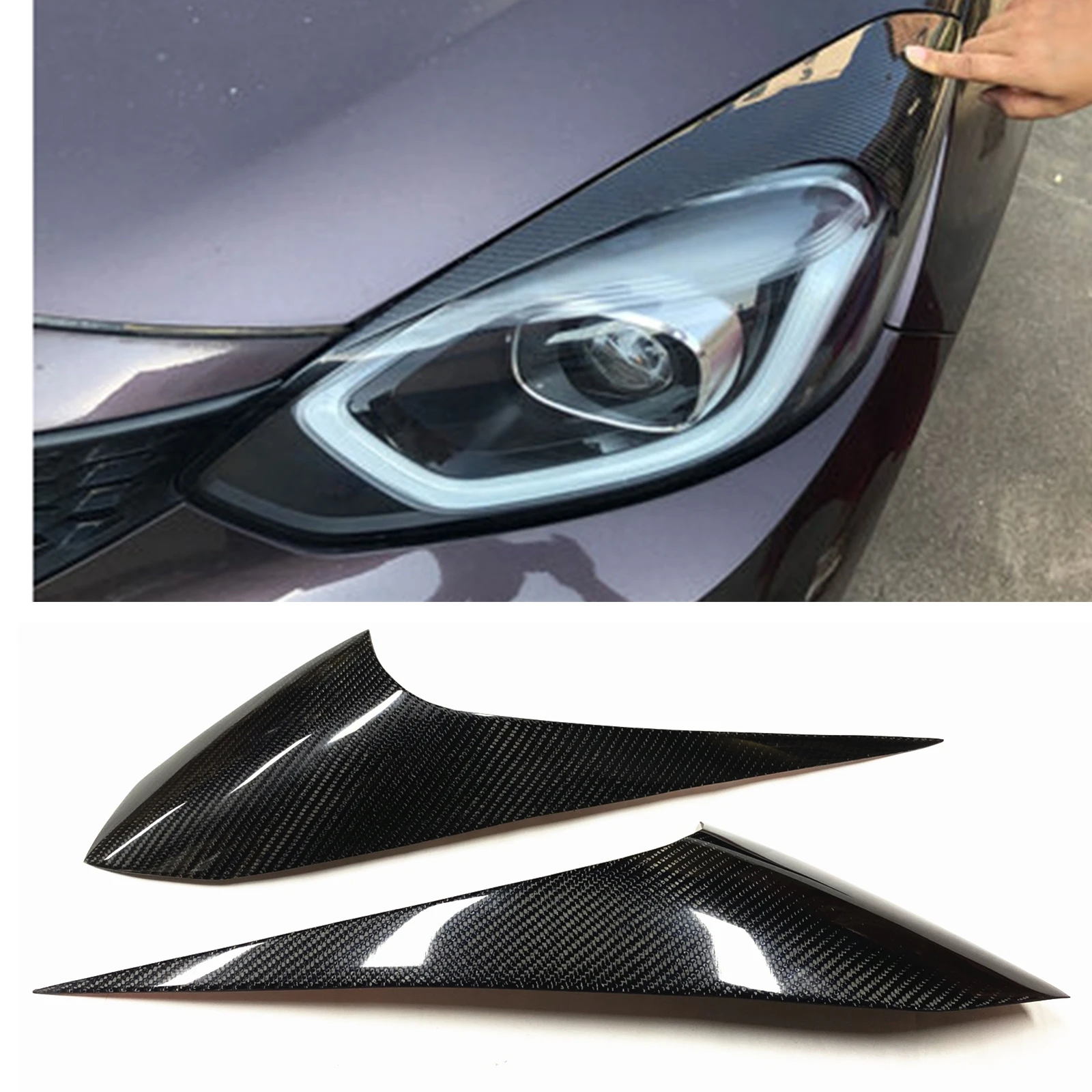 Carbon Fiber Headlight Eyelid Eyebrow Trim Front Headlamp Head Light Lamp Cover Sticker For Honda Fit Jazz GR9 2020-2022