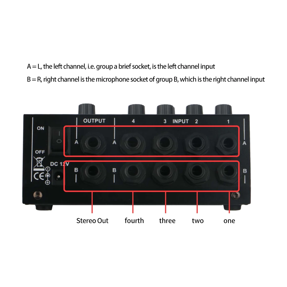 Mic 2U Extender mixer de áudio subminiatura de baixo ruído 8 canais mono estéreo de metal com cabo adaptador de alimentação
