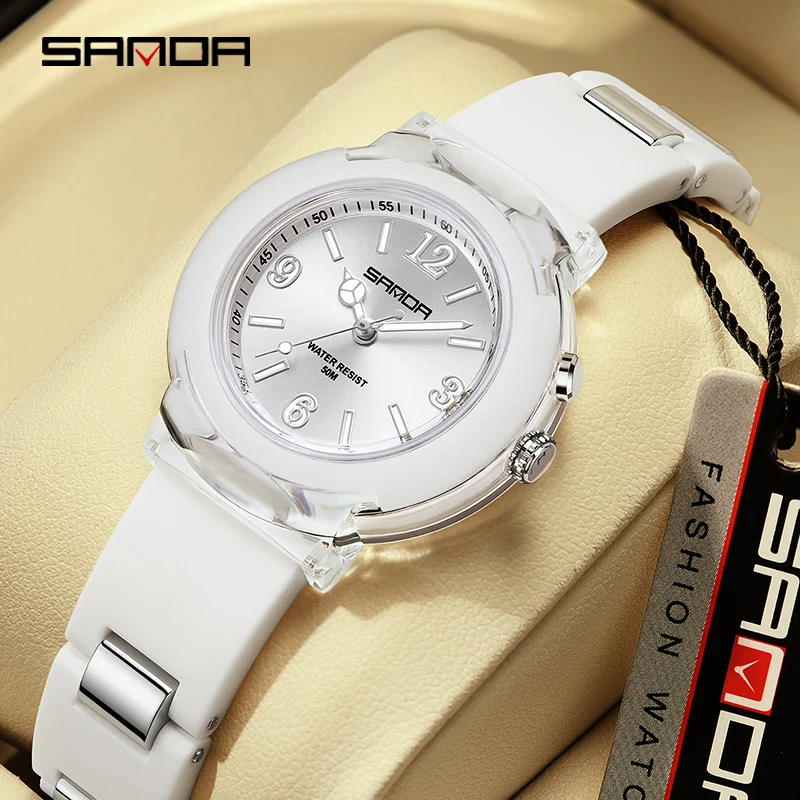 2023 New Sanda 6104 Male and female Watch Fashion Trend Outdoor Leisure Temperament Versatile for Girls Quartz Watch LED Light