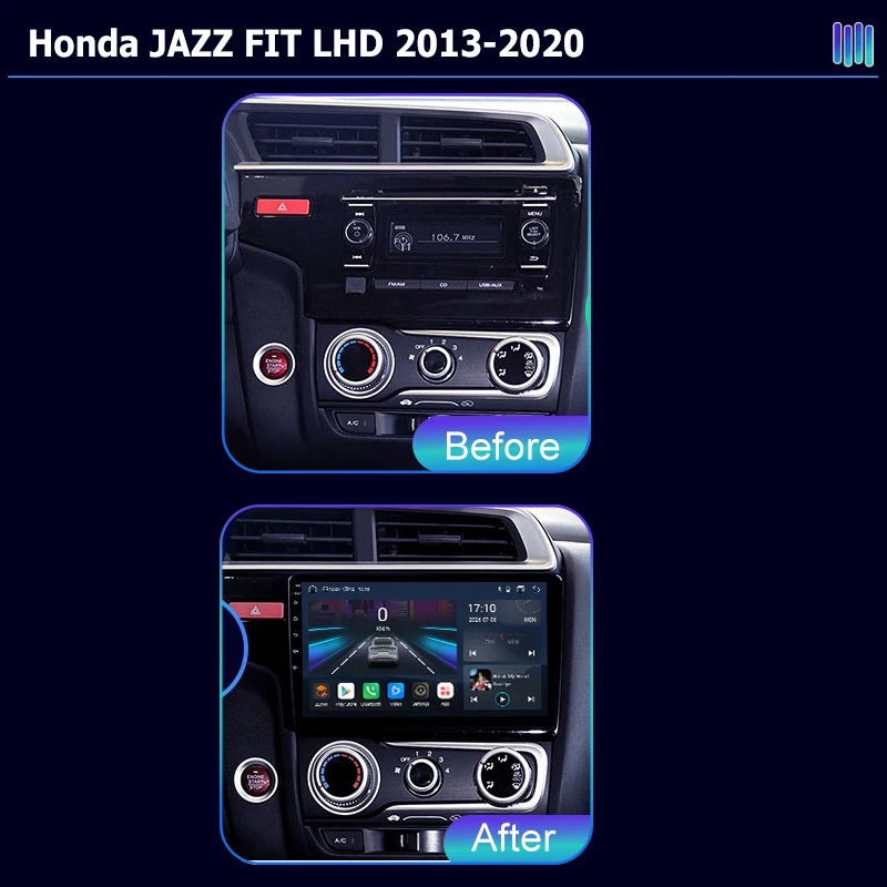 AI VOICE Carplay 2din Android 13 Car Radio Multimedia Video Player for Honda JAZZ FIT LHD 2013 2020 Navigation GPS Stereo Head