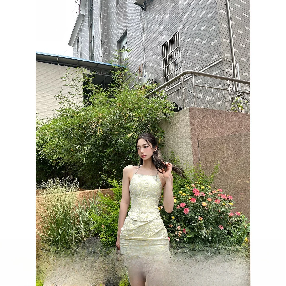 

Heavy Texture Strapl Top High Waist ort Skirt Two Piece Set Women's Faion Summer Outfit High Waist orts Ensemble