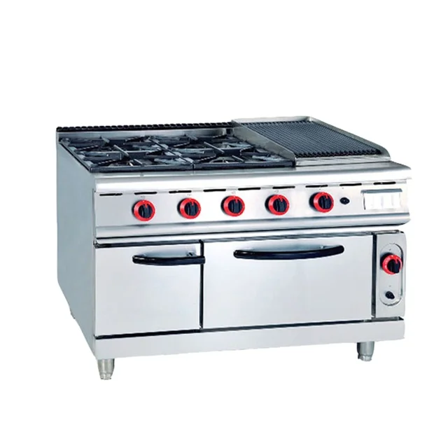 

Stainless steel body four-burner gas stove with oven gas burner for cooking and stewing