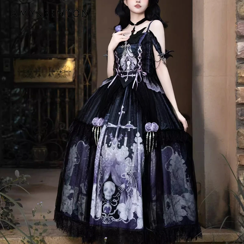 

Halloween Original Design Lolita Western-style Clothing Gothic Style Dark Heavy Craft New Sweet Cool Sexy Long Skirts Ladies