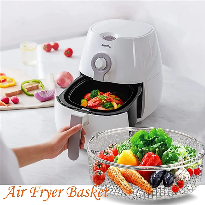 

2X Air Fryer Basket For Mesh Steamer Basket For Ninja Foodi 6.5, 8Qt,Basket,Air Fryer Crisping Basket With Handle