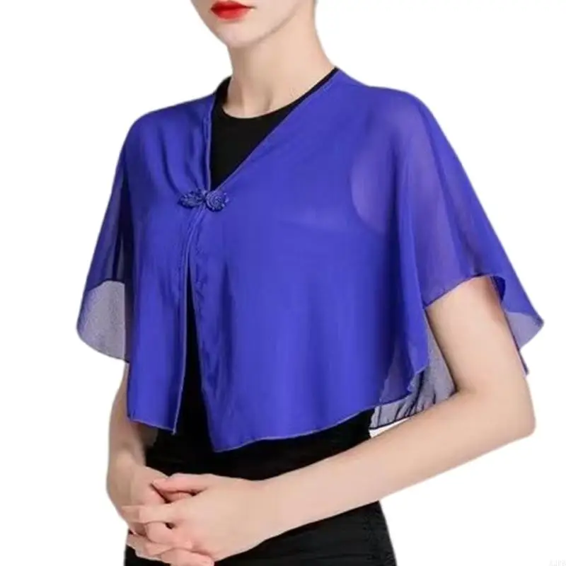 وشاح أنيق من الشيفون للكتف، وشاح رفيع يسمح بمرور الهواء، نصف شال للنساء المراهقات، للارتداء اليومي، إكسسوارات واقية من الشمس #4