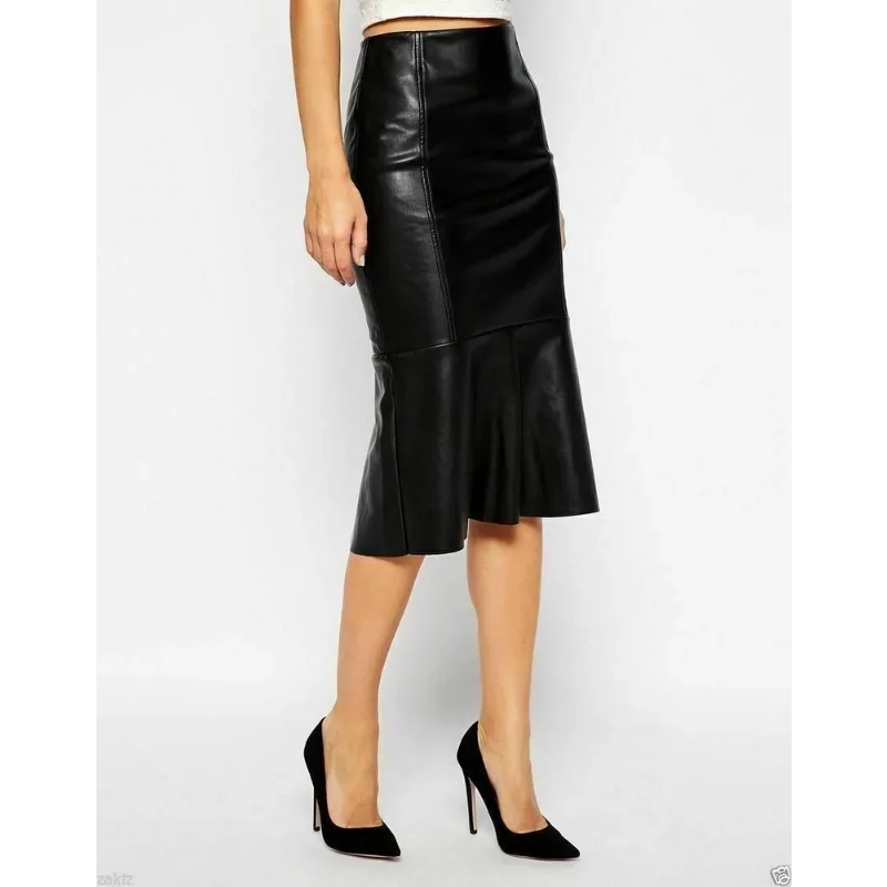 Sexy Women Basic Black Genuine Sheepskin Real Soft Leather Skirt Club Wear Skirt Fashion Trends