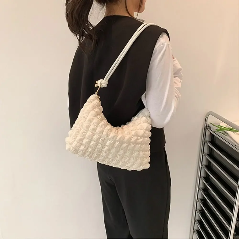 2024 Hot Sell New Canvas Wrinkle Bag for Women Shoulder Bags Pleated Bubbles Handbags Padded Casual Underarm Quilted Bag Tote