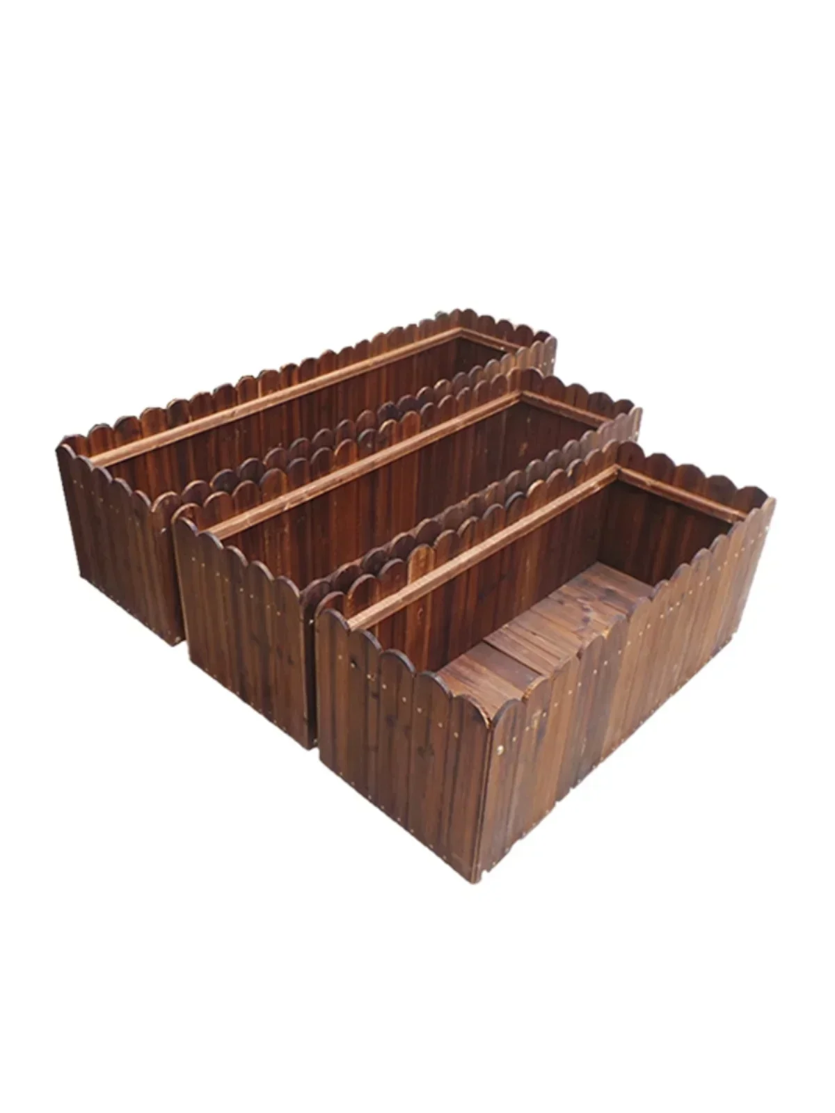 Caja de flores de madera maciza carbonizada, conservante, maceta rectangular extragrande, maceta de verduras para balcón, caja de plantación de valla