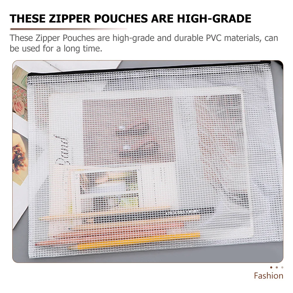 

15Pcs Black Zipper Pouches Transparent Mesh File Organizer Stationery Storage Portable Document Bag Mesh Zipper Pouch