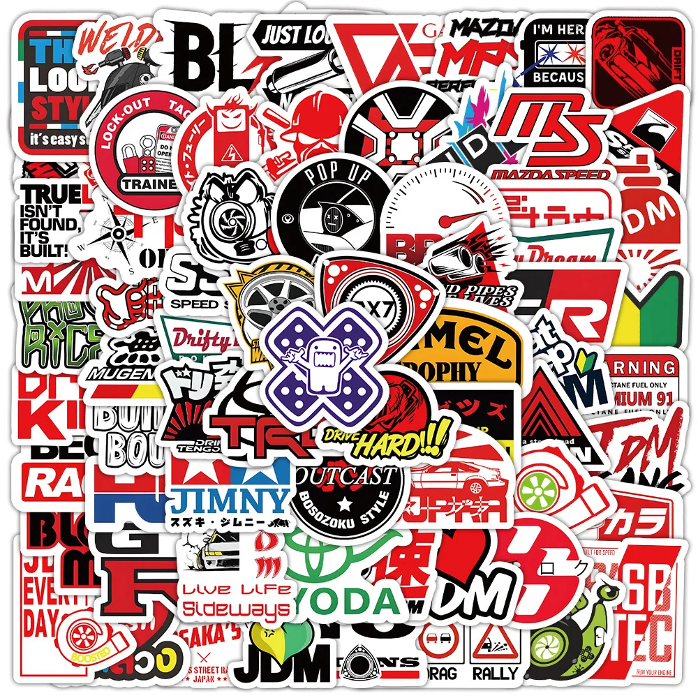 100pcs JDM graffiti stickers, new car repair graffiti suitcase water cup hand account waterproof decorative stickers