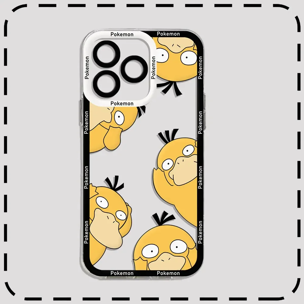 Anime Psyducks Pikachus Phone Case For Samsung S24 S23 S22 S21 S20 S10 FE Note 20 Plus Ultra Lite 5G Clear Soft Pokemons Cover